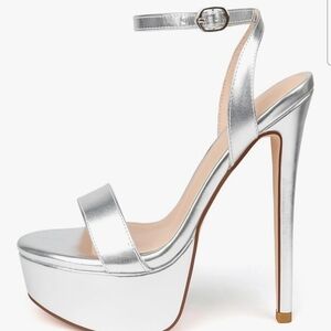 Merumote Chic Silver Platform Stilettos
